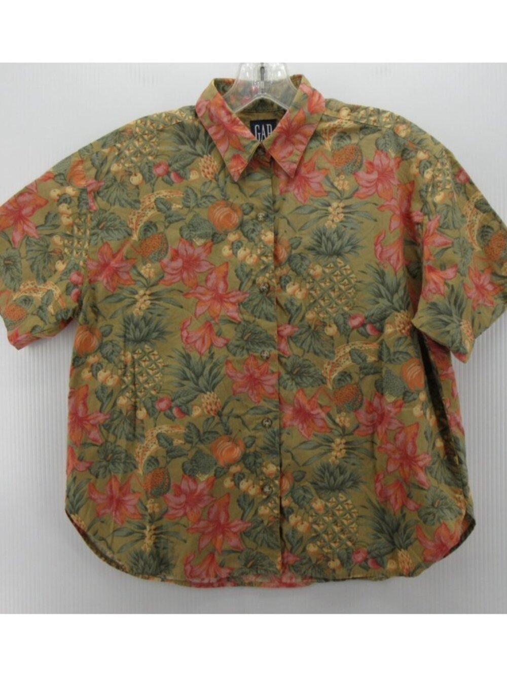 VINTAGE Gap Top Small Hawaiian Shirt Floral Tropical Resortwear 90s